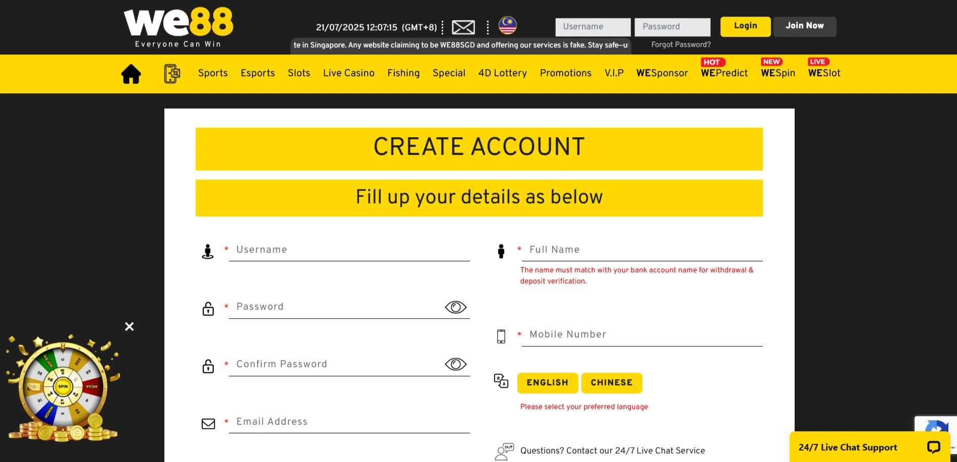 WE888 and WE88 bet Login Options for All Users 